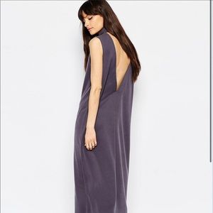 Weekday Mock Neck Low Back Midi Dress